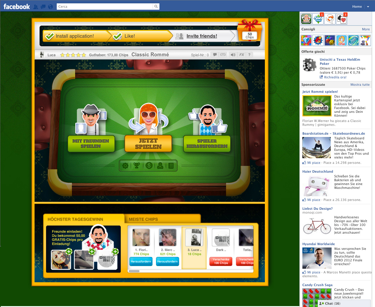 GimiGames Rommé Facebook App